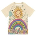 thumbnail image 1 of FORMRS Boys Rash Guard with Short Sleeves UPF 50+ Swim Shirts Sizes 3-12T, Beige Rainbow, 1 of 6