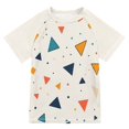 thumbnail image 1 of FORMRS Boys Rash Guard Short Sleeves Swim Shirt Quick Dry UPF 50+ Sun Protection, Sizes 3-12T, Beige Simple Shapes, 1 of 6