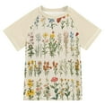 thumbnail image 1 of FORMRS Boys Rash Guard with Short Sleeves UPF 50+ Swim Shirts Sizes 3-12T, Beige Wildflowers, 1 of 6