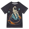 thumbnail image 1 of FORMRS Boys Rash Guard with Short Sleeves UPF 50+ Swim Shirts Sizes 3-12T, Black Astronaut Record, 1 of 6