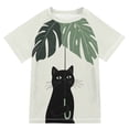 thumbnail image 1 of FORMRS Boys Rash Guard Short Sleeves Swim Shirt Quick Dry UPF 50+ Sun Protection, Sizes 3-12T, Black Cat Umbrella, 1 of 6