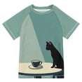 thumbnail image 1 of FORMRS Boys Rash Guard Short Sleeves Swim Shirt Quick Dry UPF 50+ Sun Protection, Sizes 3-12T, Black Cat, 1 of 6