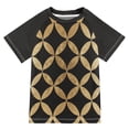 thumbnail image 1 of FORMRS Boys Rash Guard Short Sleeves Swim Shirt Quick Dry UPF 50+ Sun Protection, Sizes 3-12T, Black Geometric, 1 of 6