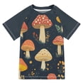 thumbnail image 1 of FORMRS Boys Rash Guard with Short Sleeves UPF 50+ Swim Shirts Sizes 3-12T, Black Mushroom Pattern, 1 of 6