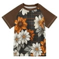 thumbnail image 1 of FORMRS Boys Rash Guard Short Sleeves Swim Shirt Quick Dry UPF 50+ Sun Protection, Sizes 3-12T, Black Plaid Floral, 1 of 6