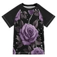 thumbnail image 1 of FORMRS Boys Rash Guard with Short Sleeves UPF 50+ Swim Shirts Sizes 3-12T, Black Roses, 1 of 6