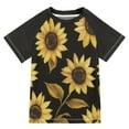 thumbnail image 1 of FORMRS Boys Rash Guard with Short Sleeves UPF 50+ Swim Shirts Sizes 3-12T, Black Sunflower Pattern, 1 of 6