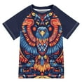 thumbnail image 1 of FORMRS Boys Rash Guard Short Sleeves Swim Shirt Quick Dry UPF 50+ Sun Protection, Sizes 3-12T, Blue Abstract Eagle, 1 of 6