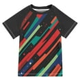 thumbnail image 1 of FORMRS Boys Rash Guard with Short Sleeves UPF 50+ Swim Shirts Sizes 3-12T, Blue Abstract Lines, 1 of 6