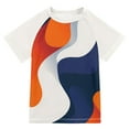 thumbnail image 1 of FORMRS Boys Rash Guard with Short Sleeves UPF 50+ Swim Shirts Sizes 3-12T, Blue Abstract Wavy, 1 of 6