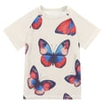 thumbnail image 1 of FORMRS Boys Rash Guard Short Sleeves Swim Shirt Quick Dry UPF 50+ Sun Protection, Sizes 3-12T, Blue Butterflies, 1 of 6