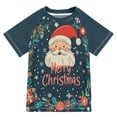 thumbnail image 1 of FORMRS Boys Rash Guard Short Sleeves Swim Shirt Quick Dry UPF 50+ Sun Protection, Sizes 3-12T, Blue Christmas Santa, 1 of 6