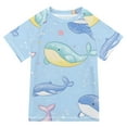 thumbnail image 1 of FORMRS Boys Rash Guard with Short Sleeves UPF 50+ Swim Shirts Sizes 3-12T, Blue Dolphin, 1 of 6
