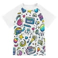 thumbnail image 1 of FORMRS Boys Rash Guard with Short Sleeves UPF 50+ Swim Shirts Sizes 3-12T, Blue Doodle Pattern, 1 of 6