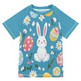 thumbnail image 1 of FORMRS Boys Rash Guard Short Sleeves Swim Shirt Quick Dry UPF 50+ Sun Protection, Sizes 3-12T, Blue Easter Bunny, 1 of 6