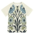 thumbnail image 1 of FORMRS Boys Rash Guard Short Sleeves Swim Shirt Quick Dry UPF 50+ Sun Protection, Sizes 3-12T, Blue Floral Pattern, 1 of 6