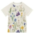thumbnail image 1 of FORMRS Boys Rash Guard Short Sleeves Swim Shirt Quick Dry UPF 50+ Sun Protection, Sizes 3-12T, Blue Floral Rabbit, 1 of 6