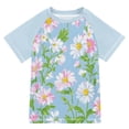 thumbnail image 1 of FORMRS Boys Rash Guard Short Sleeves Swim Shirt Quick Dry UPF 50+ Sun Protection, Sizes 3-12T, Blue Floral, 1 of 6