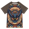 thumbnail image 1 of FORMRS Boys Rash Guard Short Sleeves Swim Shirt Quick Dry UPF 50+ Sun Protection, Sizes 3-12T, Blue Geometric Eagle, 1 of 6