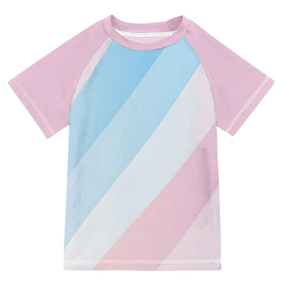 FORMRS Boys Rash Guard with Short Sleeves UPF 50 Swim Shirts Sizes 3-12T, Blue Gradient