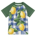 thumbnail image 1 of FORMRS Boys Rash Guard with Short Sleeves UPF 50+ Swim Shirts Sizes 3-12T, Blue Plaid Lemon, 1 of 6