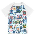 thumbnail image 1 of FORMRS Boys Rash Guard Short Sleeves Swim Shirt Quick Dry UPF 50+ Sun Protection, Sizes 3-12T, Blue Retro Pattern, 1 of 6