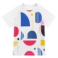 thumbnail image 1 of FORMRS Boys Rash Guard Short Sleeves Swim Shirt Quick Dry UPF 50+ Sun Protection, Sizes 3-12T, Blue Retro Shapes, 1 of 6
