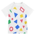 thumbnail image 1 of FORMRS Boys Rash Guard Short Sleeves Swim Shirt Quick Dry UPF 50+ Sun Protection, Sizes 3-12T, Blue Retro Triangles, 1 of 6