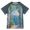 thumbnail image 1 of FORMRS Boys Rash Guard with Short Sleeves UPF 50+ Swim Shirts Sizes 3-12T, Blue Sea, 1 of 6