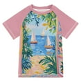 thumbnail image 1 of FORMRS Boys Rash Guard with Short Sleeves UPF 50+ Swim Shirts Sizes 3-12T, Blue Seaside, 1 of 6