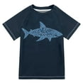 thumbnail image 1 of FORMRS Boys Rash Guard with Short Sleeves UPF 50+ Swim Shirts Sizes 3-12T, Blue Shark, 1 of 6