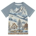 thumbnail image 1 of FORMRS Boys Rash Guard with Short Sleeves UPF 50+ Swim Shirts Sizes 3-12T, Blue Snowy Mountain, 1 of 6