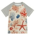 thumbnail image 1 of FORMRS Boys Rash Guard with Short Sleeves UPF 50+ Swim Shirts Sizes 3-12T, Blue Starfish, 1 of 6