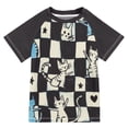 thumbnail image 1 of FORMRS Boys Rash Guard Short Sleeves Swim Shirt Quick Dry UPF 50+ Sun Protection, Sizes 3-12T, Blue and White Cat, 1 of 6