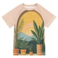 thumbnail image 1 of FORMRS Boys Rash Guard Short Sleeves Swim Shirt Quick Dry UPF 50+ Sun Protection, Sizes 3-12T, Boho Plants, 1 of 6