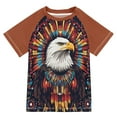 thumbnail image 1 of FORMRS Boys Rash Guard with Short Sleeves UPF 50+ Swim Shirts Sizes 3-12T, Brown Abstract Eagle, 1 of 6
