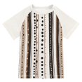 thumbnail image 1 of FORMRS Boys Rash Guard Short Sleeves Swim Shirt Quick Dry UPF 50+ Sun Protection, Sizes 3-12T, Brown Abstract Stripes, 1 of 6