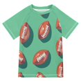 thumbnail image 1 of FORMRS Boys Rash Guard Short Sleeves Swim Shirt Quick Dry UPF 50+ Sun Protection, Sizes 3-12T, Brown American Footballs, 1 of 6