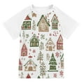 thumbnail image 1 of FORMRS Boys Rash Guard with Short Sleeves UPF 50+ Swim Shirts Sizes 3-12T, Brown Christmas House, 1 of 6