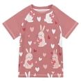 thumbnail image 1 of FORMRS Boys Rash Guard Short Sleeves Swim Shirt Quick Dry UPF 50+ Sun Protection, Sizes 3-12T, Bunny Love Blooms, 1 of 6