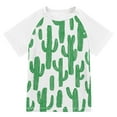 thumbnail image 1 of FORMRS Boys Rash Guard Short Sleeves Swim Shirt Quick Dry UPF 50+ Sun Protection, Sizes 3-12T, Cactus Pattern, 1 of 6