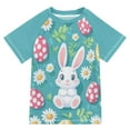 thumbnail image 1 of FORMRS Boys Rash Guard Short Sleeves Swim Shirt Quick Dry UPF 50+ Sun Protection, Sizes 3-12T, Cartoon Easter Bunny, 1 of 6