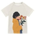 thumbnail image 1 of FORMRS Boys Rash Guard Short Sleeves Swim Shirt Quick Dry UPF 50+ Sun Protection, Sizes 3-12T, Cartoon Flowers, 1 of 6