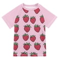 thumbnail image 1 of FORMRS Boys Rash Guard Short Sleeves Swim Shirt Quick Dry UPF 50+ Sun Protection, Sizes 3-12T, Cartoon Strawberry, 1 of 6