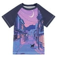 thumbnail image 1 of FORMRS Boys Rash Guard with Short Sleeves UPF 50+ Swim Shirts Sizes 3-12T, Cat Walking in Street, 1 of 6
