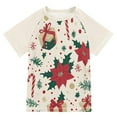thumbnail image 1 of FORMRS Boys Rash Guard with Short Sleeves UPF 50+ Swim Shirts Sizes 3-12T, Christmas Floral, 1 of 6