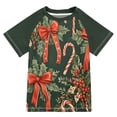 thumbnail image 1 of FORMRS Boys Rash Guard with Short Sleeves UPF 50+ Swim Shirts Sizes 3-12T, Christmas Holly Bows, 1 of 6