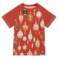 thumbnail image 1 of FORMRS Boys Rash Guard with Short Sleeves UPF 50+ Swim Shirts Sizes 3-12T, Christmas Ornaments Pattern, 1 of 6