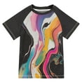 thumbnail image 1 of FORMRS Boys Rash Guard with Short Sleeves UPF 50+ Swim Shirts Sizes 3-12T, Colorful Black, 1 of 6