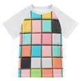 thumbnail image 1 of FORMRS Boys Rash Guard with Short Sleeves UPF 50+ Swim Shirts Sizes 3-12T, Colorful Checkered Pattern, 1 of 6